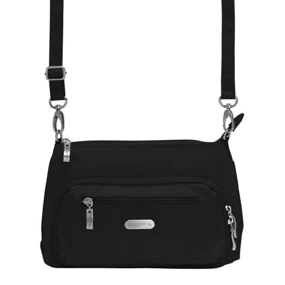 Baggallini Black Crossbody Bag with Silver Hardware